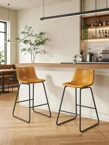 Vista 8 de Bar Stools Set of 2, 26 Inches Counter Height Barstools (Brown)