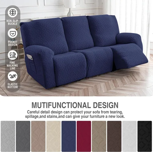 Vista 184 de Gennia Funda Impermeable para Silla Reclinable, Fundas Elásticas para Sofá Reclinable con Bolsillos, Fundas Lavables para Silla Reclinable Lazy Boy