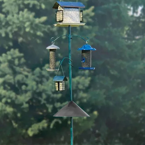 Vista 5 de Deflector envolvente de ardilla para poste de comedero de pájaros, protector único de 16 pulgadas, protege los comederos colgantes para pájaros