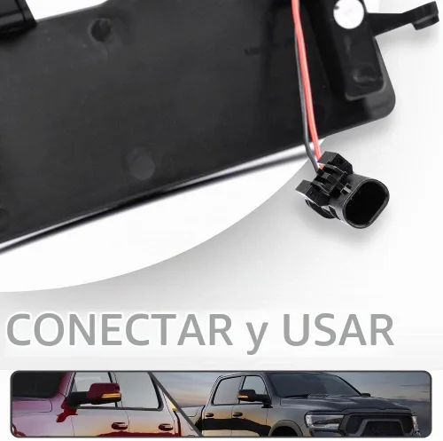 Vista 6 de 2 piezas de luces LED intermitentes secuenciales ámbar para espejo lateral para Dodge Ram 1500 2019-2024, indicador de intermitente, luz de señal