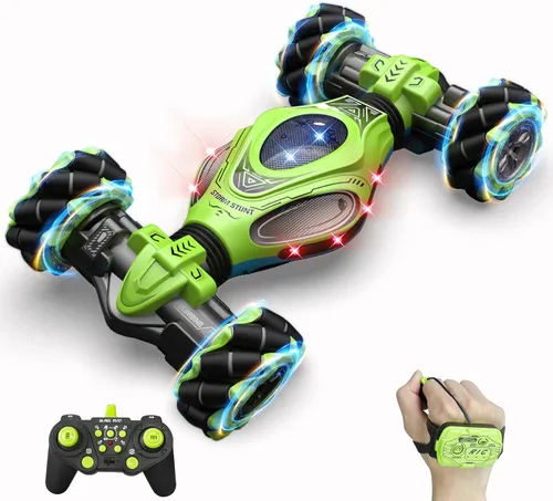 Vista 13 de Coches RC, juguetes de coche de acrobacias con detección de gestos 1:12 para niños de 6 a 12 años, juguete de control remoto a mano 4WD con rotación
