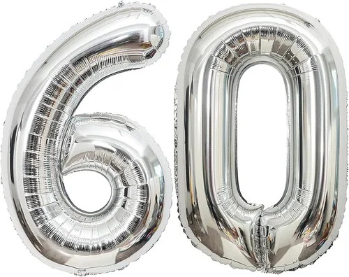 Vista 12 de Globos de 0 números plateados 0 globos de número 40 pulgadas número 0 globos de aluminio Mylar
