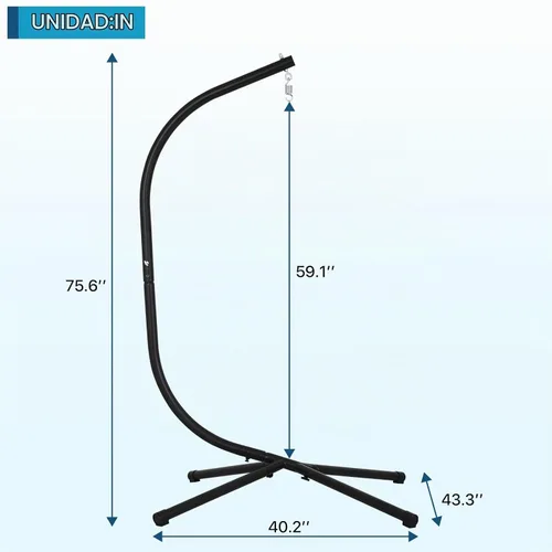 Vista 7 de Soporte para Silla de Hamaca, Soporte para Hamaca Colgante con Forma de C para Interiores y Exteriores de Acero Sólido y Resistente, Solo