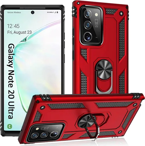 Vista 7 de Note 20 Ultra - Funda para Samsung Note 20 Ultra, con anillo de soporte, soporte ajustable, grado militar, protección resistente, a prueba de Negro