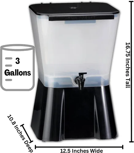 Vista 2 de Tablecraft 3 dispensadores de bebidas H953 de 3 galones, color negro y transparente