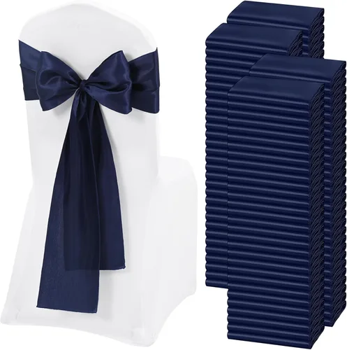 Vista 24 de 60 bandas de satén color burdeos para silla, diseño de lazos, para decoración de sillas de Acción de Gracias, boda, Navidad, banquetes, fiestas