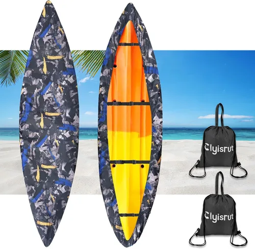 Vista 15 de Fundas impermeables para kayak de 10 a 16 pies para almacenamiento al aire libre, accesorios de cubierta de canoa, cubierta de lancha Oxford