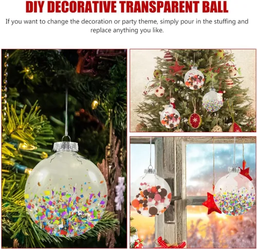 Vista 6 de BESPORTBLE 10 adornos de Navidad transparentes rellenables para bricolaje, bolas colgantes transparentes para decoración navideña personalizada