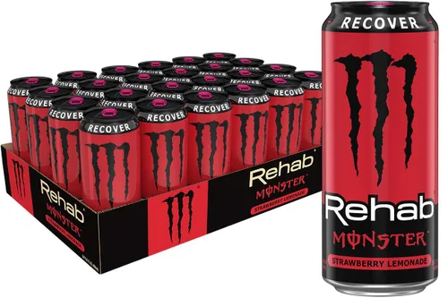 Vista 28 de Monster Energy Rehab Té Verde + Energía, Té Helado Energético, Bebida Energética 15.5 onzas (Paquete de 15) Té helado energético, paquete de 15