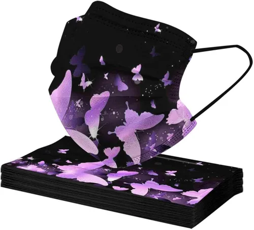 Vista 4 de 50 cubrebocas de mariposa, tela de protección de 3 capas, diseño de mariposa de verano para adultos y niños, regalo de fiesta al aire libre