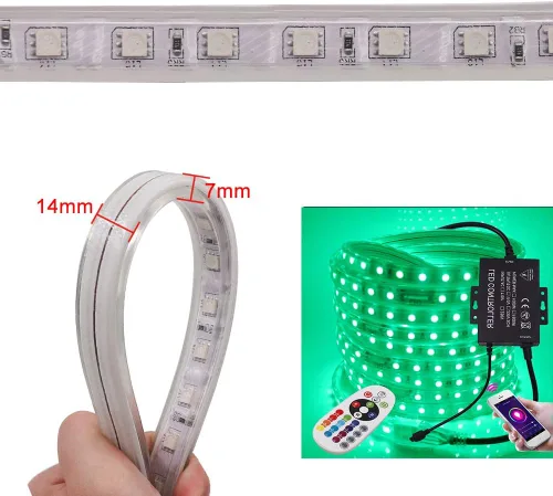 Vista 6 de Tira de luces LED, WiFi 110-130V RGB regulable, impermeable, 5050 60 LED/m, con controlador de 1500 W, compatible con Alexa, Google Home, iOS