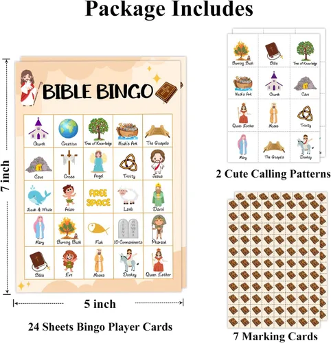 Vista 2 de Juego de tarjetas de bingo de la Biblia, juego de bingo para la familia de adultos, juego de bingo bíblico para adultos, suministros de fiesta