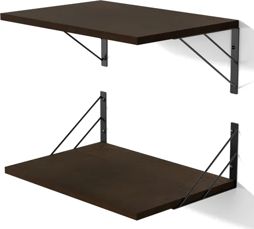 Vista 12 de Love-KANKEI Estantes flotantes anchos para pared, color negro de 16 pulgadas de ancho x 12 pulgadas de profundidad, estantes de pared grandes