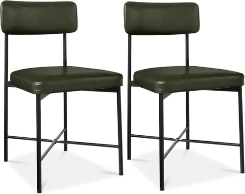 Vista 11 de Best Choice Products Juego de 2 sillas de comedor de piel sintética, altura estándar, cojines acolchados con marco de metal para cocina y comedor