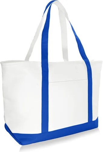 Vista 7 de Bolsa Dalix de 23 pulgadas, calidad superior, 24 oz, bolsa de lona de algodón Blanco