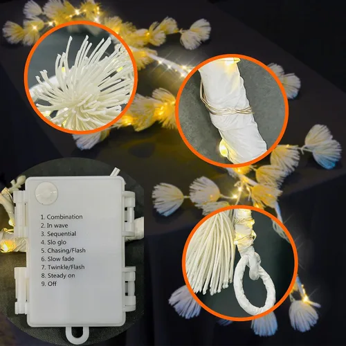 Vista 3 de Árbol de pino blanco artificial con ramas iluminadas, árboles de flores con luces LED para decoración de Navidad e interiores (72 pulgadas)