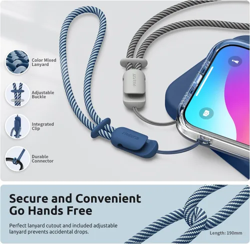 Vista 4 de SURPHY Funda diseñada para iPhone 15 Pro Max con protector de pantalla y cordón, correa de teléfono y funda de silicona líquida para teléfono