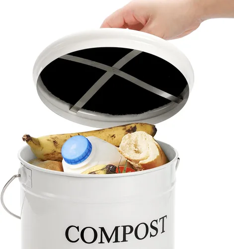 Vista 3 de AVLA Contenedor de compostaje para encimera de cocina, cubo de compostador de 1 galón, cubo de compostaje de residuos de alimentos, contenedor