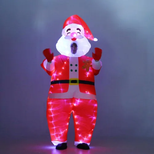 Vista 3 de bDDeDD Disfraz inflable de payaso con luz LED para fiesta de Navidad