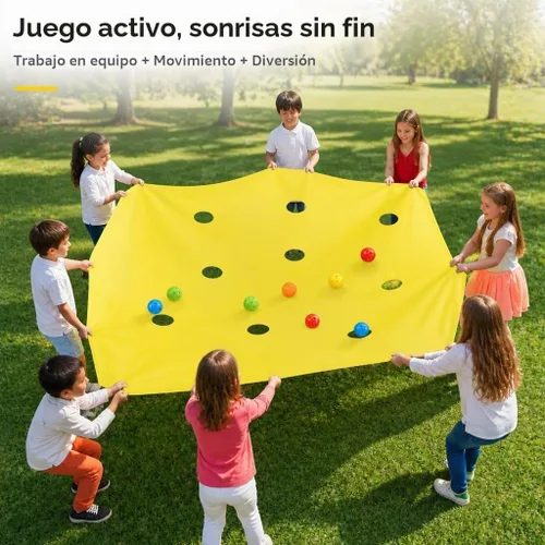 Vista 4 de Sonyabecca Yellow Hole Tarp Team Building Games for Work with 8 Pcs Team Building Ball for Teamwork Group Learning Fun