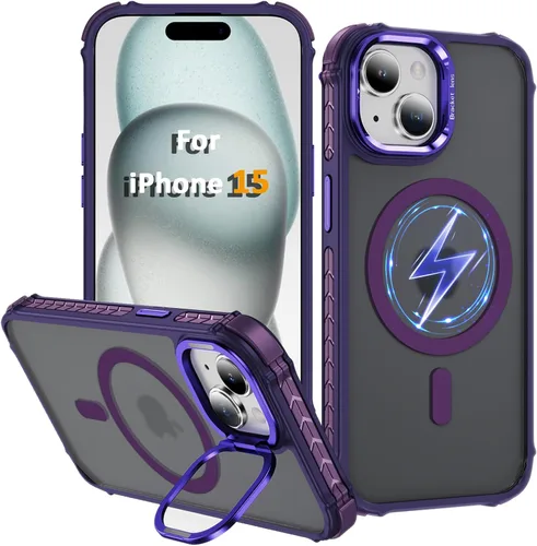 Vista 54 de Funda KETGII para iPhone 13, para iPhone 14, compatible con MagSafe, carga inalámbrica, resistente, a prueba de golpes, pata ajustable, delgada