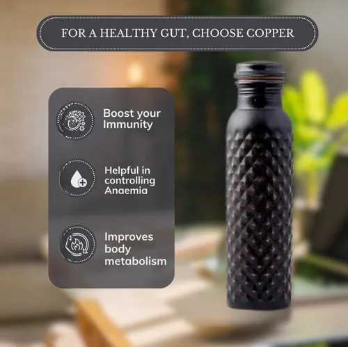 Vista 2 de STAGLIFE Botellas de agua de cobre para agua potable para hombres y mujeres, botella de agua ayurvédica de cobre puro, jarra para beber, dispensador