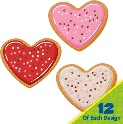 Vista 6 de Eureka Galletas de San Valentín recortadas de papel para decoración de aula para profesores, 36 piezas