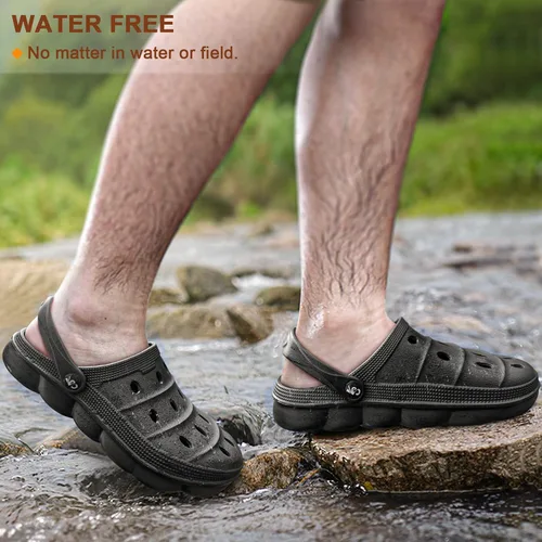 Vista 8 de KEMISANT Zuecos para hombre, unisex, sin cordones, para jardín, zapatos limpiadores, zapatos de trabajo en casa, acolchados, de apoyo