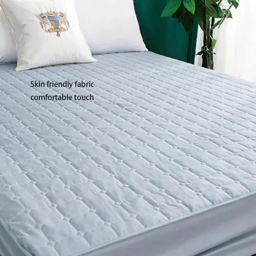 Vista 2 de Sábanas bajeras de cama tamaño Queen, acolchado, transpirable, impermeable, a prueba de orina, protector de colchón grueso antideslizante, color Gris