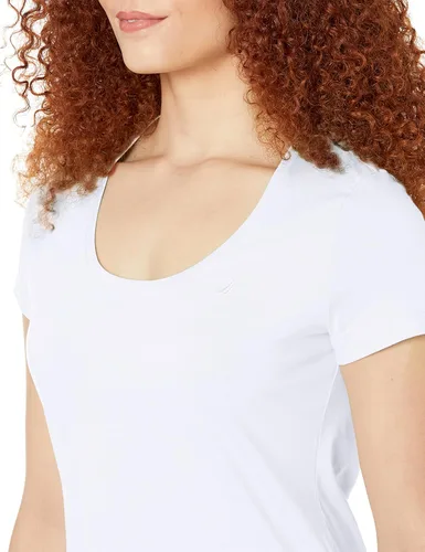 Vista 5 de Nautica Camiseta Easy Comfort para mujer, cuello redondo, súper suave, 100% algodón, color liso