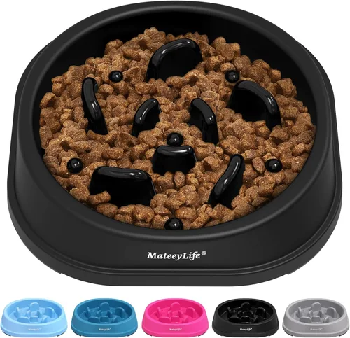 Vista 17 de MateeyLife Paquete de 2 cuencos para perros de alimentación lenta, 1 taza A-Azul claro y azul oscuro