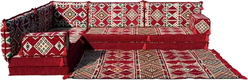 Vista 38 de arabicsofa Juego de sofás árabes tradicionales en forma de L - Sofás seccionales marroquíes - Asientos Majlis orientales para sala de estar