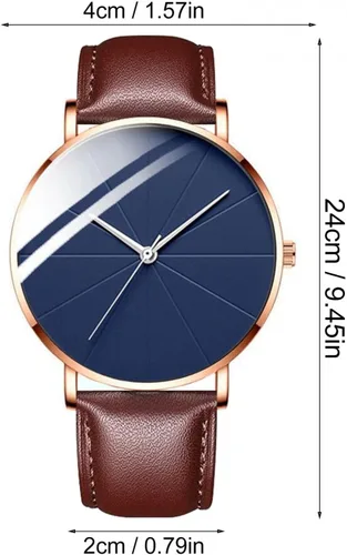 Vista 2 de CHATCHAT - Reloj de pulsera para hombre con correa de cuero, reloj de pulsera de moda para hombre, vestido unisex con correa de cuero, elegante