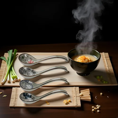 Vista 6 de 4 cucharas de sopa, cuchara de sopa de cerámica, juego de 4 cucharas de ramen japonesas, cuchara de sopa asiática, mango largo, perfecto