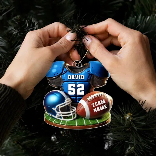 Vista 5 de Adorno de Navidad de fútbol americano personalizado, adorno de fútbol americano, adornos de Navidad de fútbol americano personalizados, adornos