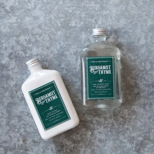 Vista 6 de Pre de Provence Bergamot & Thyme Colección de fragancias para hombre, gel de baño y cabello, 8.5 fl oz