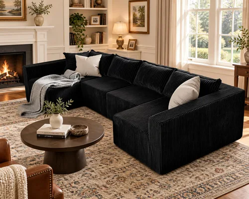 Vista 40 de Claiks Sofá modular deshuesado de 123 pulgadas, sofá en forma de L para sala de estar, sofá moderno de asiento profundo de 3 plazas, tela de Gris