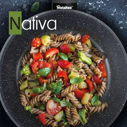 Vista 4 de Metaltex NATIVA - Sartén de aluminio forjado 8.7 in con revestimiento efecto granito STONE-TEX