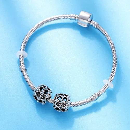Vista 4 de Juego de dijes de océano, pulsera de plata de ley 925 con diseño de mantarrayas y dije calado en el centro de atención, regalo