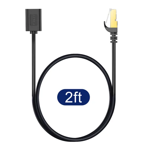 Vista 7 de J&D Cable de extensión Ethernet, adaptador de cable extensor Ethernet Cat 6 (2 pies) compatible con estándares Cat6 / Cat5e / Cat5, cables RJ45