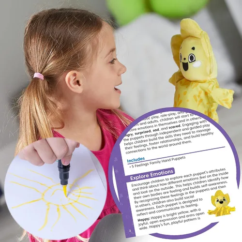 Vista 8 de hand2mind Feelings - Títeres de Mano de la Familia para niños, actividades de habilidades sociales, atención plena para niños, actividades
