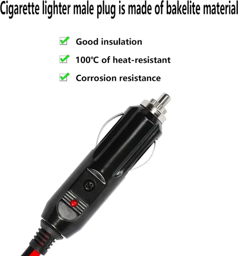 Vista 4 de SinLoon Cable de cargador de batería SAE para encendedor de cigarrillos, enchufe de encendedor de cigarrillos de 12 V 15 A a prueba de agua SAE