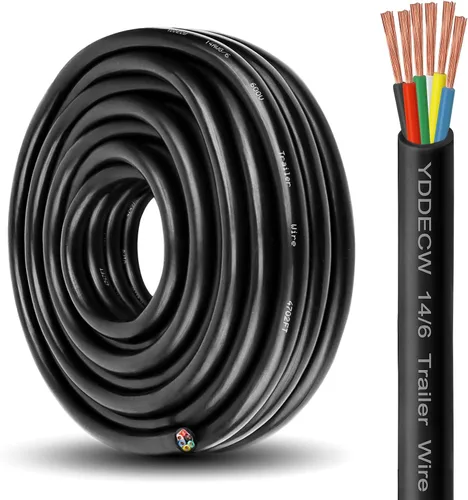 Vista 23 de Cable de Remolque de 4 Vías - Calibre 14, 4 Conductores, 10 Pies, Extensión de Cable Resistente de Cobre Puro, Cordón de Cableado para Remolque RV