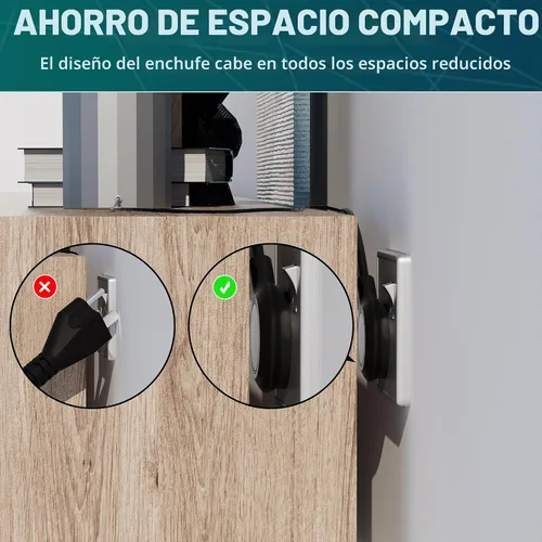 Vista 3 de Elecan Cable de extensión de enchufe plano de 12 pies con diseño de enchufe delgado que ahorra espacio, cable plano delgado de bajo perfil, cable