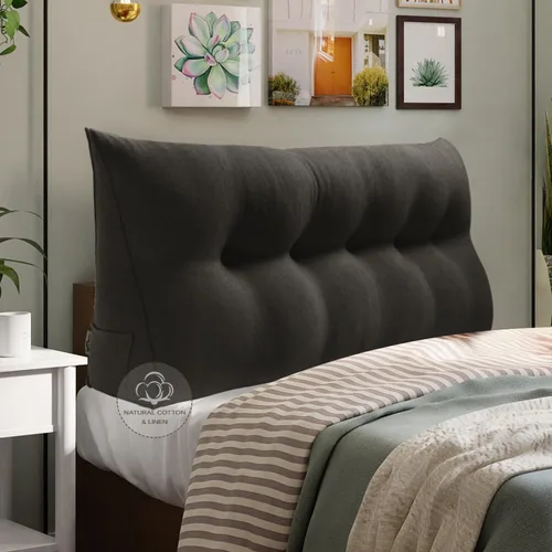 Vista 9 de WOWMAX - Almohada grande triangular con respaldo para cabecera, almohada de posicionamiento para lectura en forma de cuña, con funda extraíble