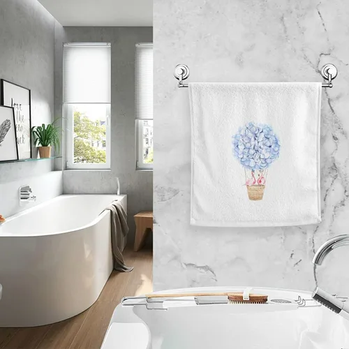 Vista 5 de Toallas de algodón suave para lavado facial, flores, acuarela, hortensias y parejas, flamencos, toallas de mano para entrenamiento, baño, juego de 2