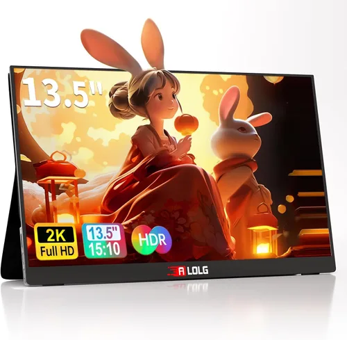 Vista 11 de Monitor portátil de 10.5'' para laptop, monitor de pantalla portátil de 2K FHD 60HZ, entradas USB-C y HDMI, panel IPS ultradelgado con HDR