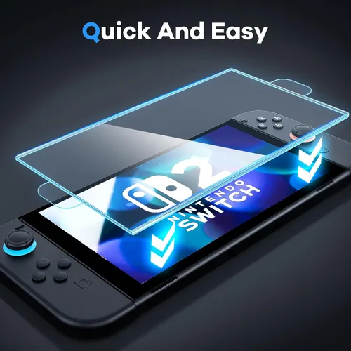 Vista 2 de AACL Protector de pantalla para Nintendo Switch 2 2025 [7.9 pulgadas], película de vidrio templado, ultra transparente, paquete de 2