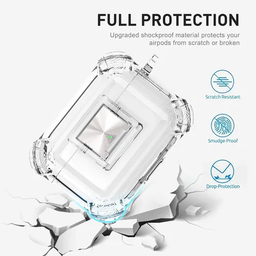 Vista 4 de Valkit Funda compatible con Airpods Pro transparente con bloqueo, funda de TPU suave para AirPod Pro, funda protectora a prueba de golpes