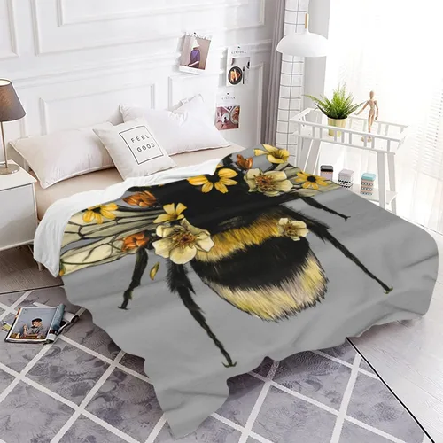 Vista 2 de JOOCAR Manta de franela bonita y esponjosa de abejorro, insecto, abejorro, abeja, acogedora y suave, manta de felpa para cama, sofá, sala de estar